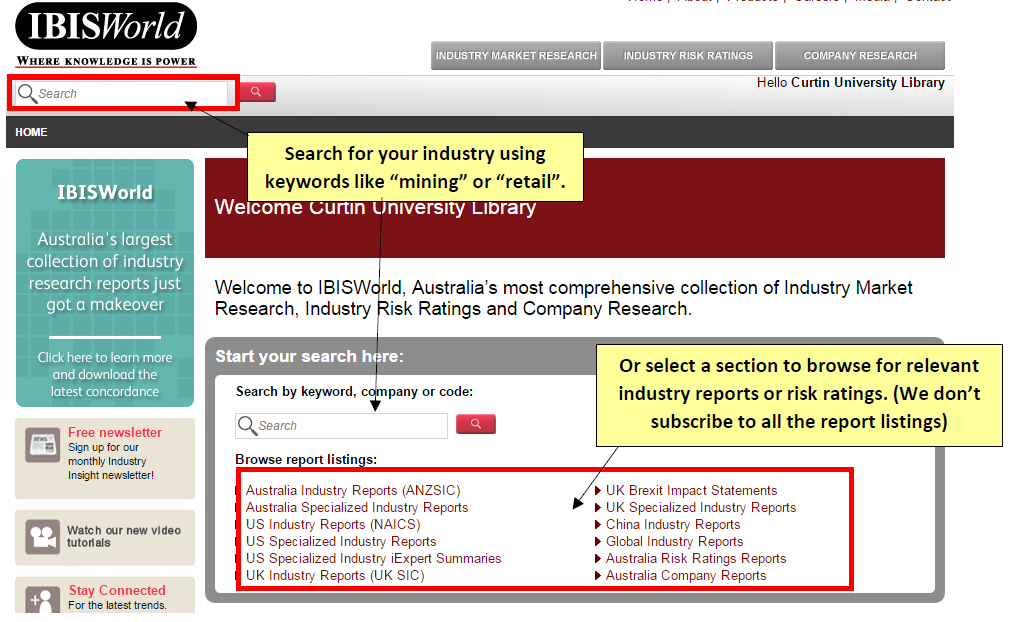 Finding Industry resources - Company & Industry resources - Research ...