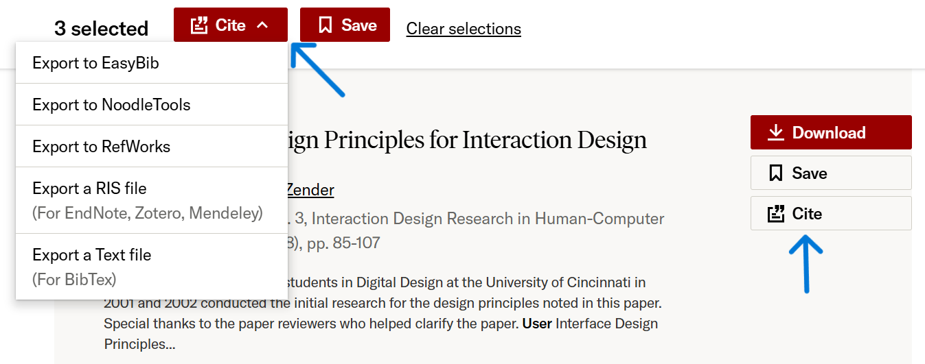 A screenshot of a search results page in JSTOR.