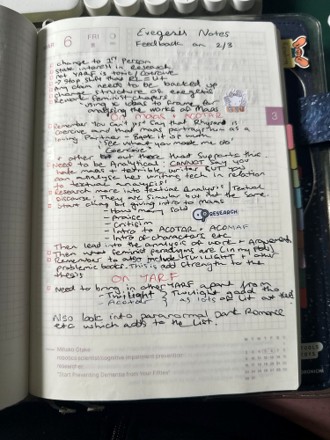 Image of page from the author's planner